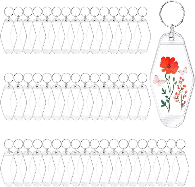 Yoption 50pcs Blank Motel Keychain Bulk