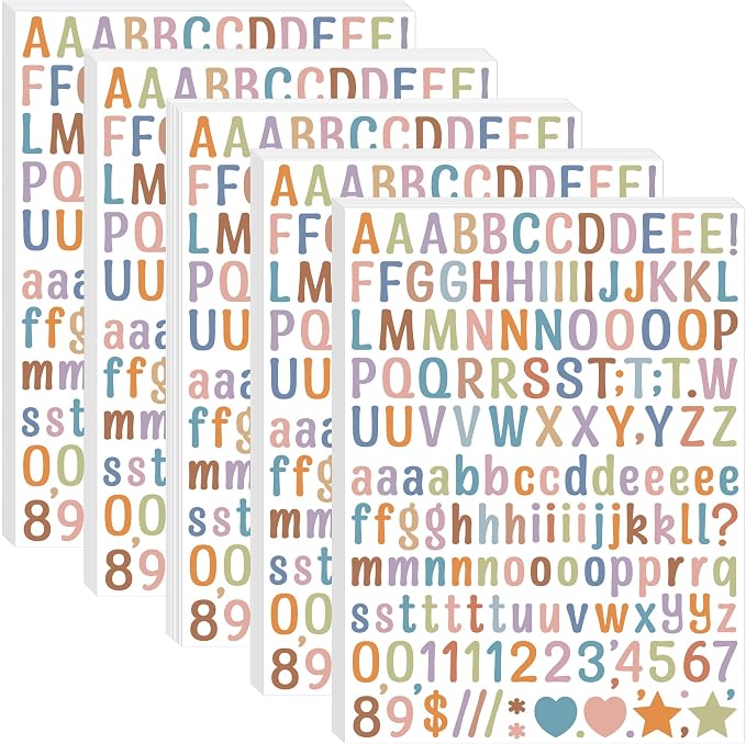 Letter Stickers 0.5 inch, Self-Adhesive Vinyl Waterproof ABC Letter Stickers
