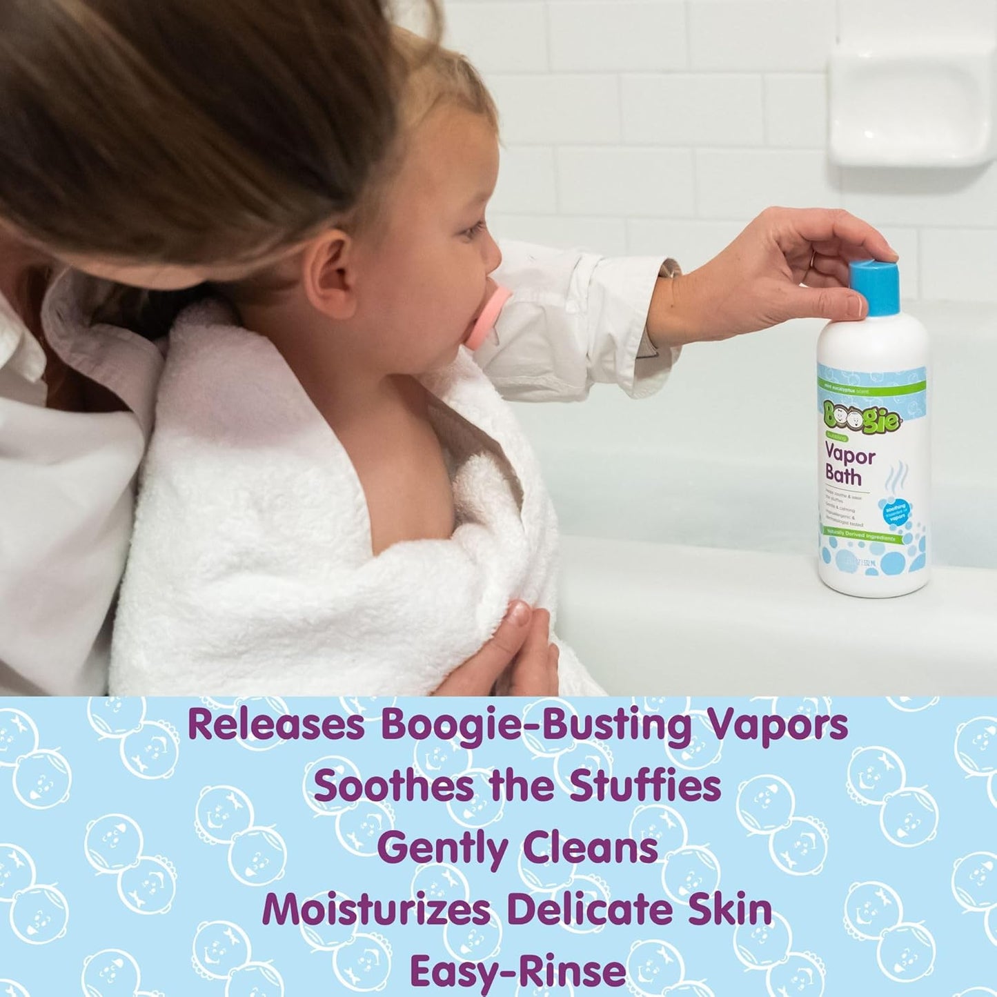 Boogie Kids Botanical Bubble Bath, Soothing Vapor, Made with Plant and Oat Extracts, Natural Essential Oils, Mint Eucalyptus, 18 oz (Pack of 1)