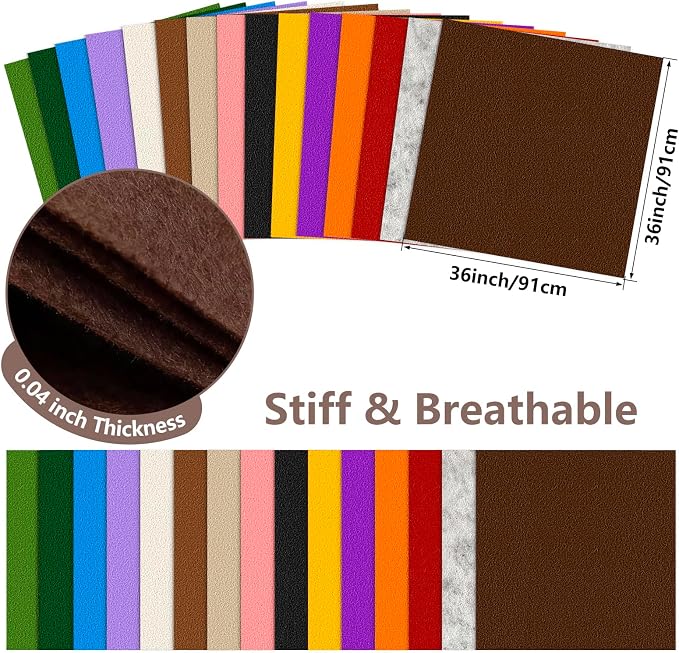 Felt Fabric 36'' X 36'' Large Felt Sheets Stiff Craft Felt by The Yard