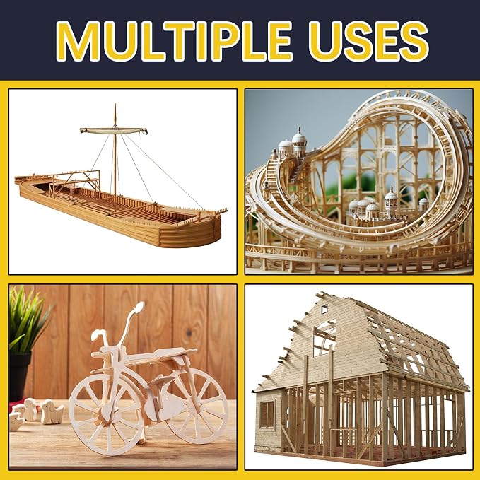300 Pcs Balsa Wood Sticks 1/8 x 1/8 x 12 Inch balsa Wood Strips Hardwood Square