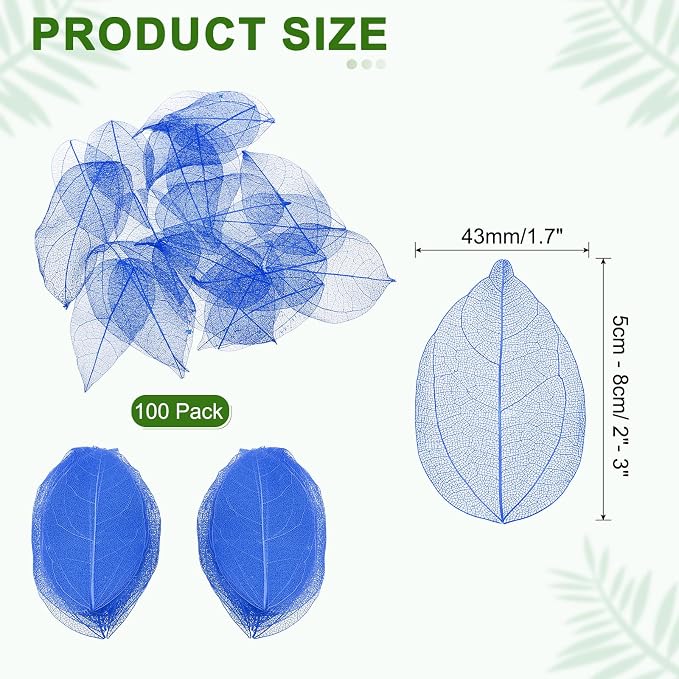 uxcell 100 Pcs Dark Blue Skeleton Leaves