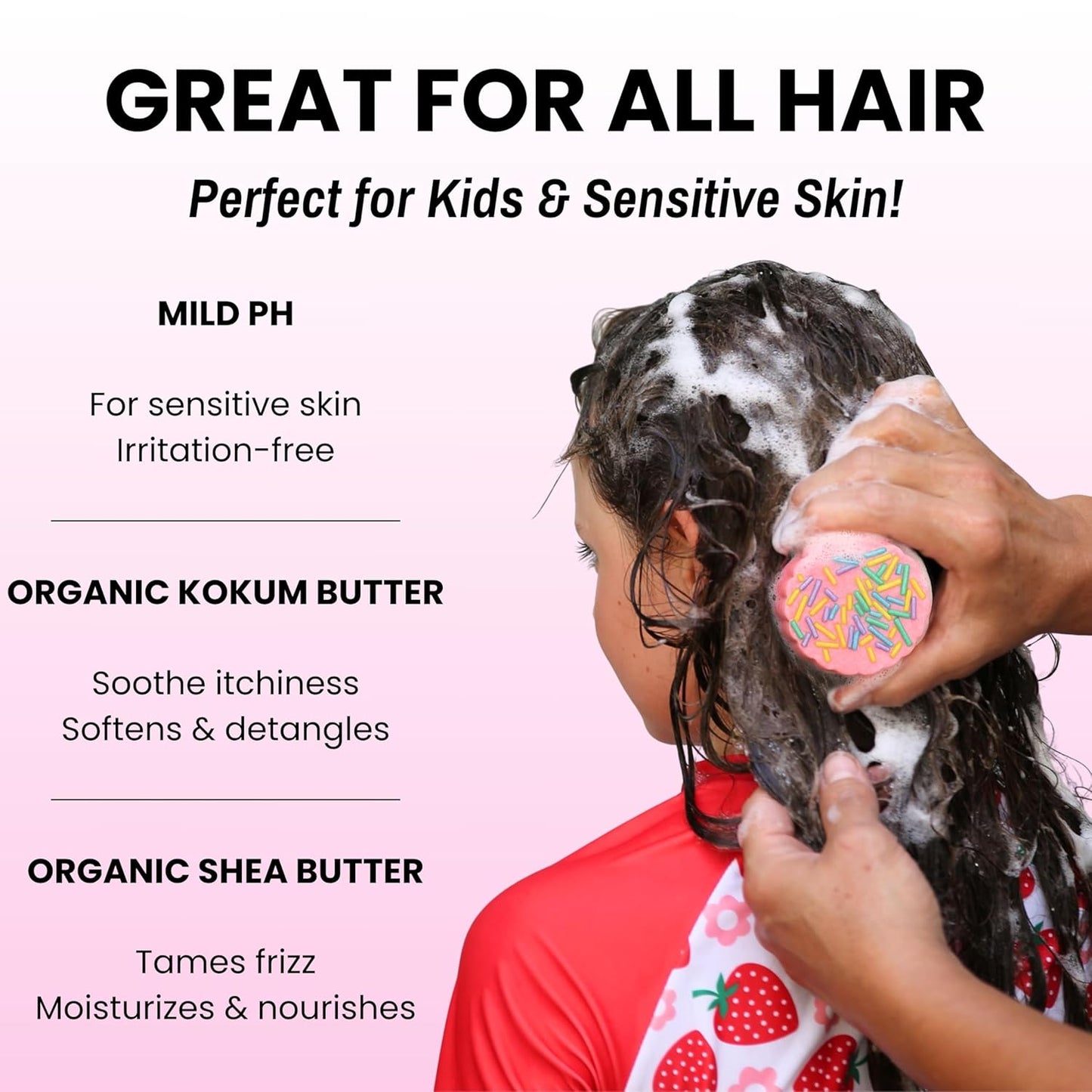 Otter co. Kids Gentle Birthday Cake Shampoo Bar – Tear Free Toddler Shampoo – Sulfate Free & Non Toxic – Made with Organic Ingredients, Vegan, Cruelty Free, Natural & Hydrating for All Hair, USA Made