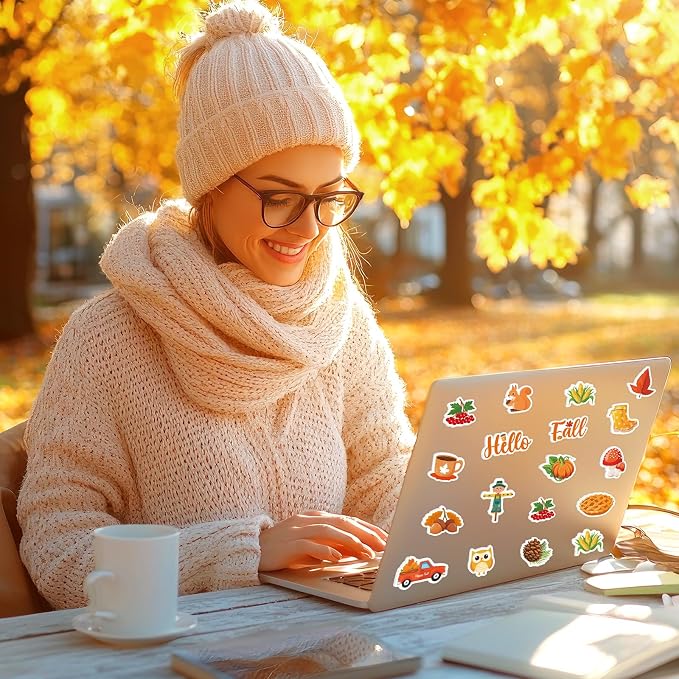 300Pcs Fall Foam Stickers, Cute Self-Adhesive Autumn Thanksgiving Stickers Foam
