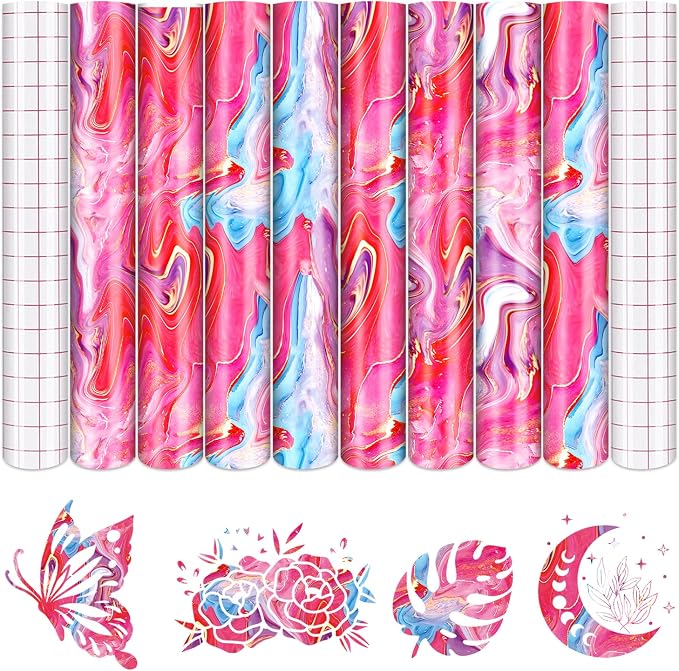 Tintnut Marble Permanent Vinyl 8 Sheets 12x10in Red Blue Adhesive Vinyl |