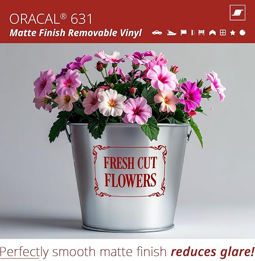 ORACAL 631 Matte Dark Red Vinyl Durable Roll Easy to Weed Permanent Adhesive
