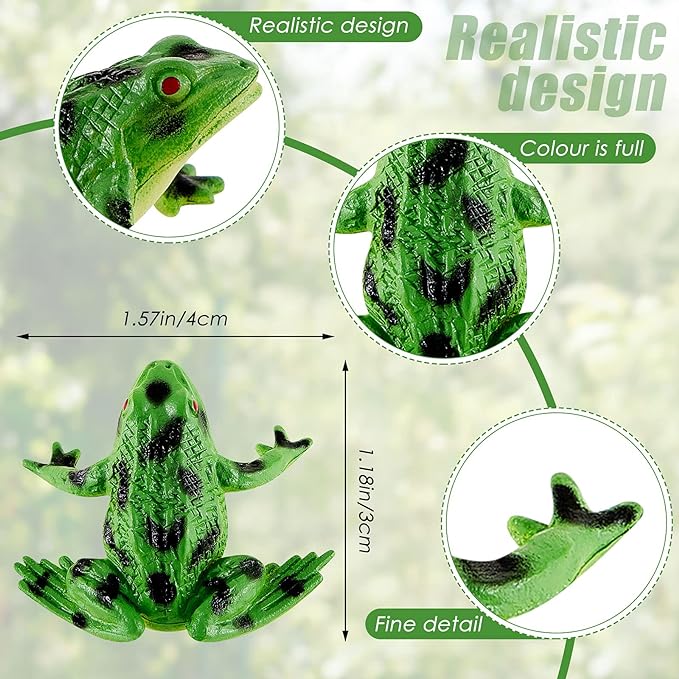 Civaner 60 Pieces Plastic Frogs Toy Mini Vinyl Realistic Frog Decorations Fun