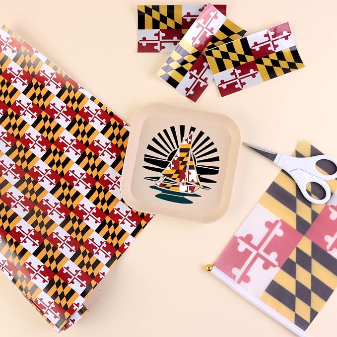 Tintnut Maryland Flag Permanent Vinyl Roll 12in x 5ft Adhesive Vinyl Roll |