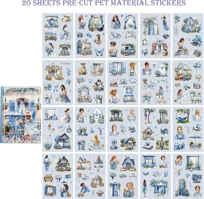 Scrapbooking Stickers 20 Sheets Pre-Cut 120 Pet Stickers People Sticker Books