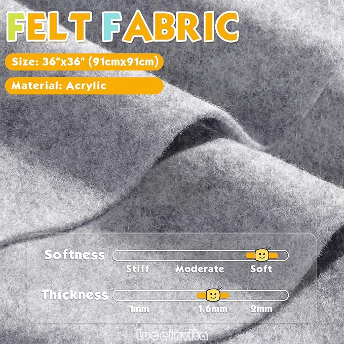 Heather Grey 36" X 36" Felt Fabric Sheet
