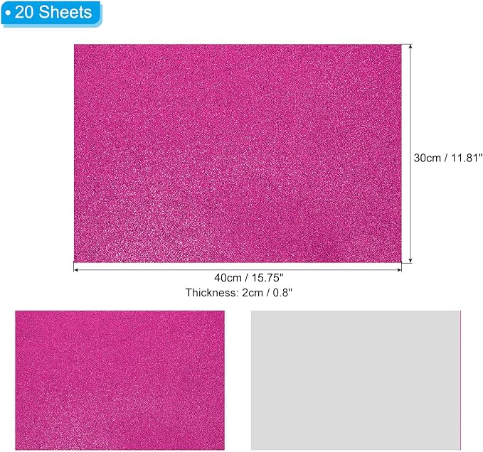 PATIKIL Fuchsia Shiny EVA Glitter Foam Sheet 16x12 Inch 2mm Thick