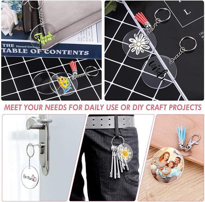 Acrylic Keychain Blanks, Audab 50pcs Clear Keychains