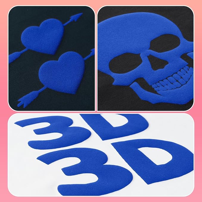 VinylRus Blue Puff Vinyl Heat Transfer -12” x 6ft Puffy 3D Iron on Vinyl