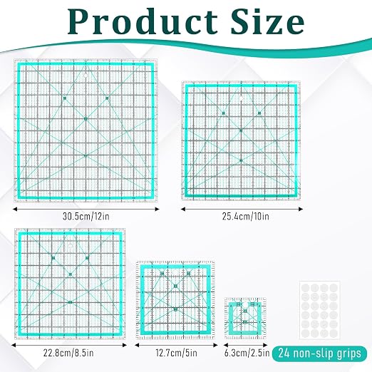 Quilting Rulers, 5 Square Quilting Templates