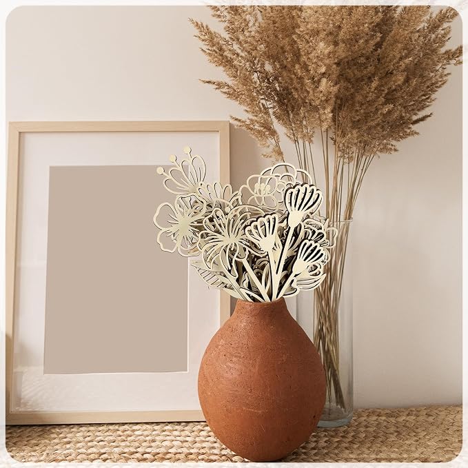 RattanView 36 Pcs Wooden Wildflower Decor Set Wood Flowers Cutout Signs