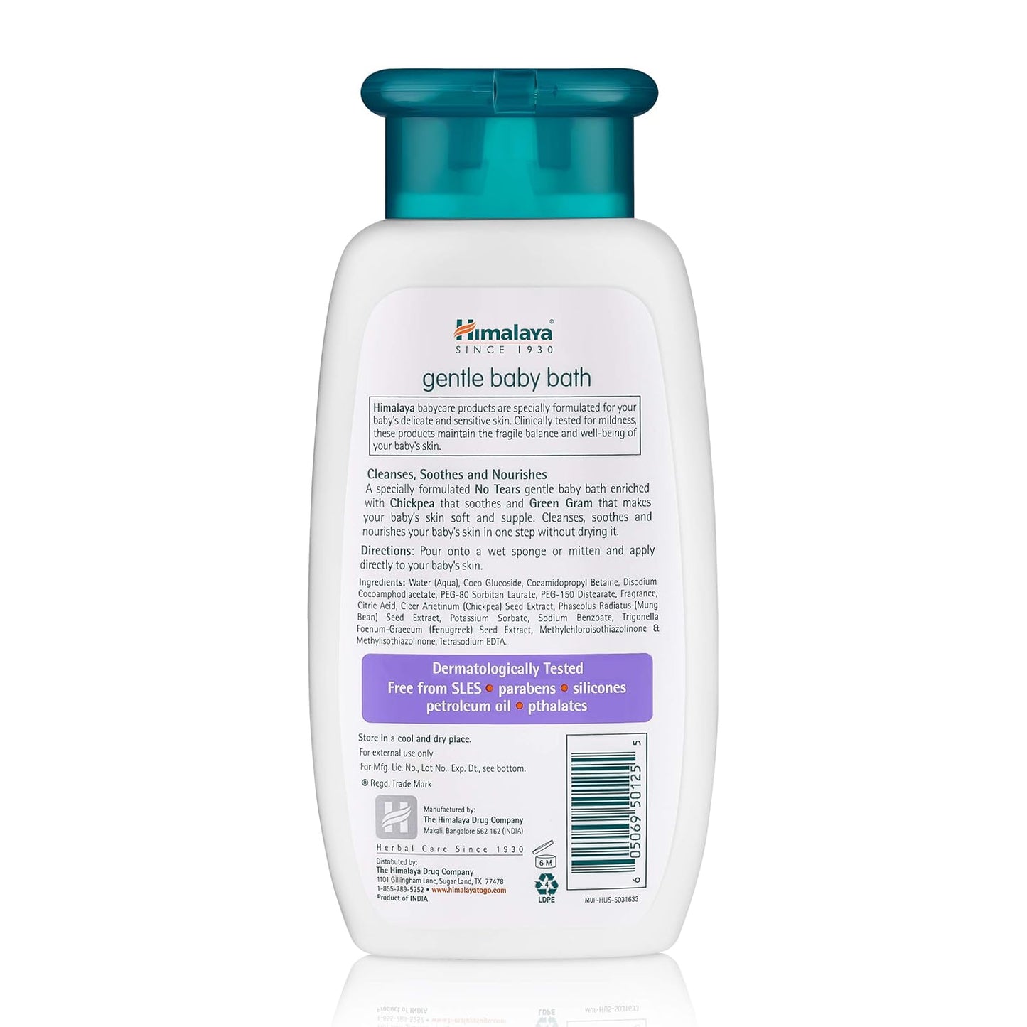 Himalaya Gentle Baby Bath, Baby Wash, Free-From Parabens, SLS/SLES and Phthalates (200 ml 1-PACK)