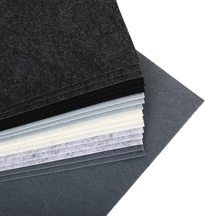 Whaline 18Pcs Black Gray White Felt Fabric Sheets Assorted Soft Thick Craft