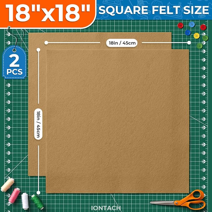 IONTACH 18" X 18" Soft Felt Sheets 1.6mm Thick | Acrylic Felt Fabric Sheets