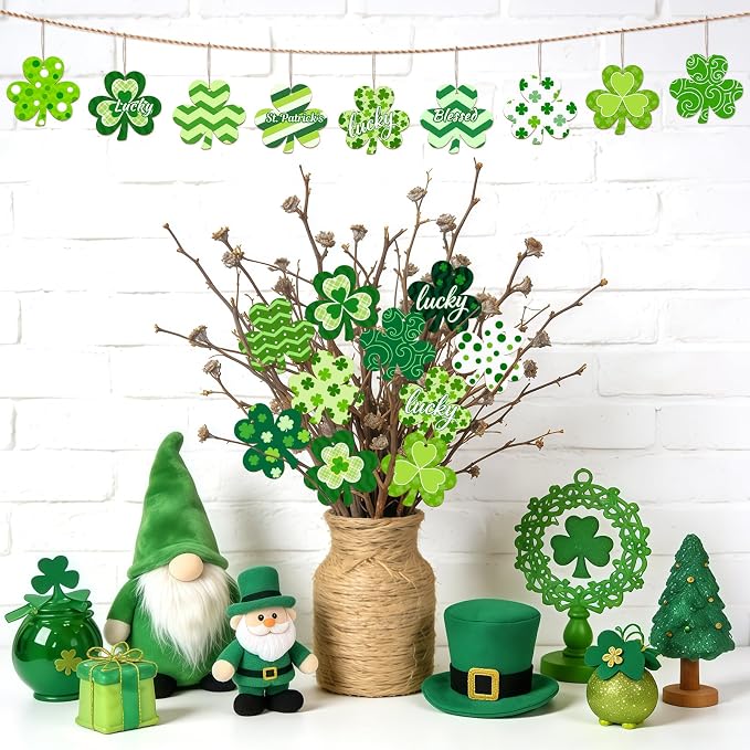 36PCS Wooden Shamrock Ornaments to Paint St. Patrick's Day Decorations