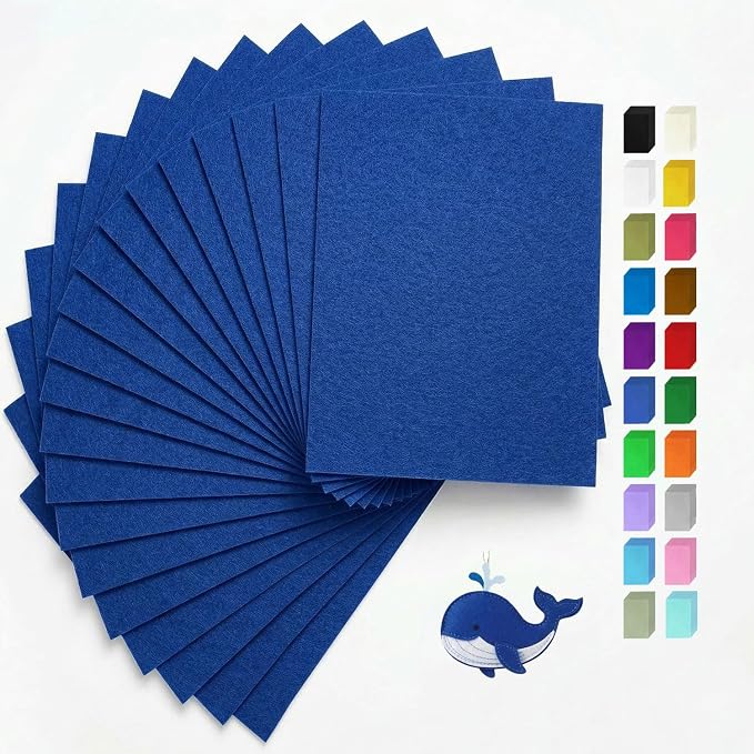 Dark Royal Blue Felt Fabric Sheets Stiff 20 Pcs 8" X 12", 1mm Thick Assorted