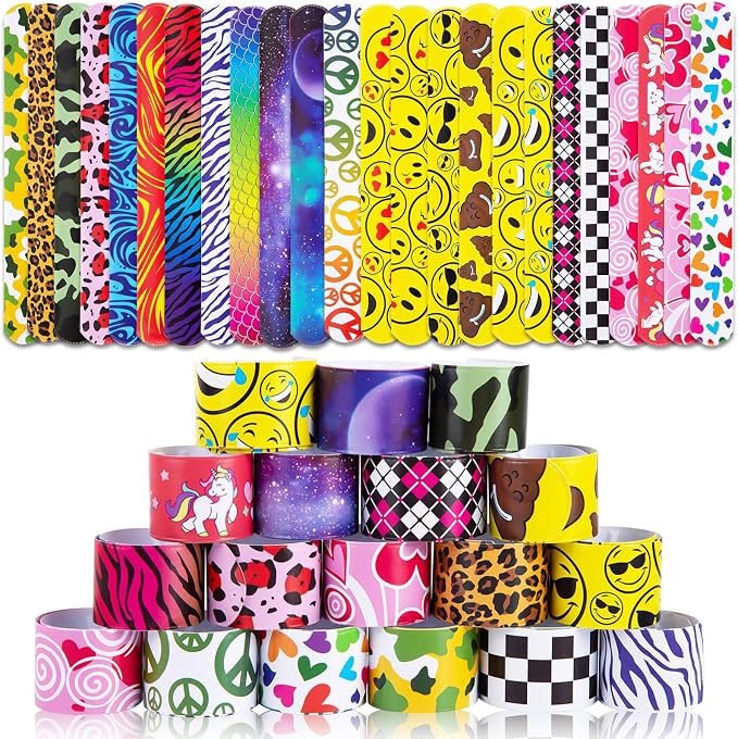 LovesTown Slap Bracelets for Kids, Birthday Exchanging Gifts, Goodies Bag