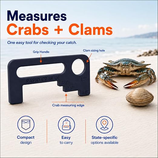 Crab Measurement Tool for DE Blue Crabs, Peeler Crabs, & Clams | DE Regulation