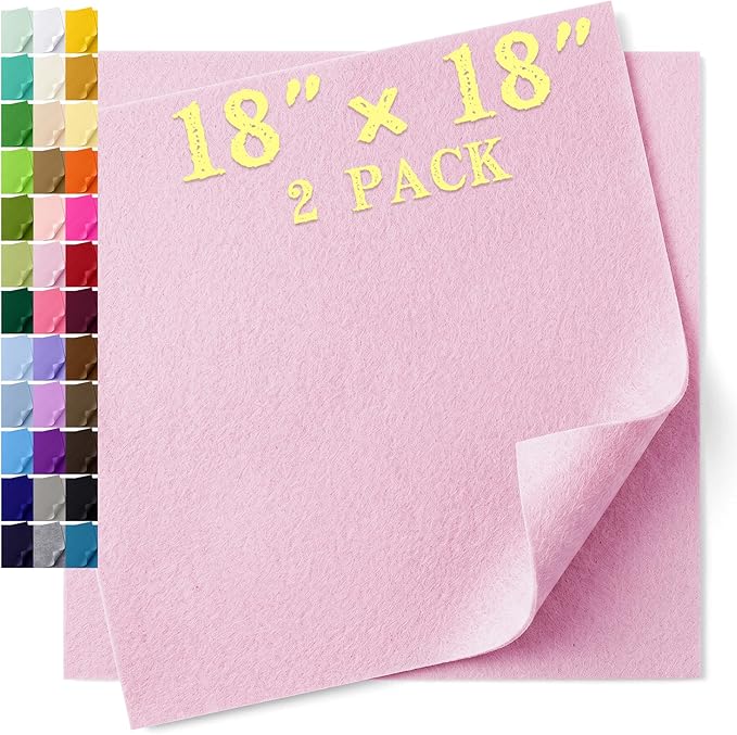Felt Fabric Sheet 18 x 18 Inch, 1.6mm Thick | Soft and Flexible Nonwoven