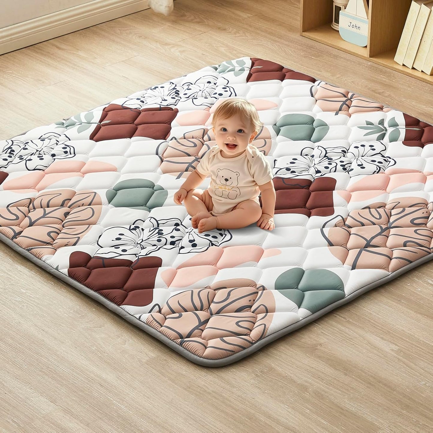 Baby Play Mat 47"x47", Non-Slip Baby Mat for Floor, Soft Thicker Playpen Mat, Portable Playmat, Crawling Mat for Babies, Toddlers & Infants to Play and Learn（Boho）
