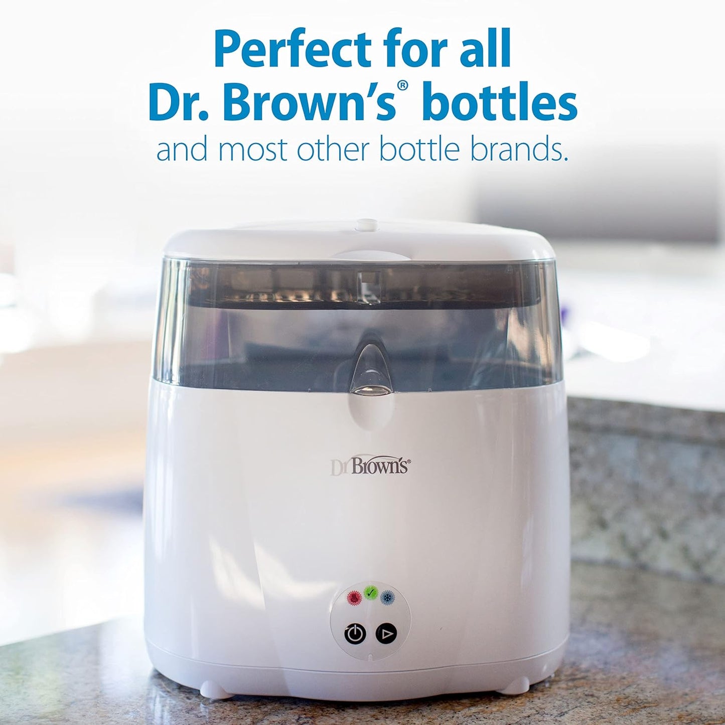 Dr. Brown’s Deluxe Electric Sterilizer for Baby Bottles and Other Baby Essentials & Natural Flow® Anti-Colic Options+™ Narrow Baby Bottles 8 oz/250 mL, with Level 1 Slow Flow Nipple, 4 Pack, 0m+