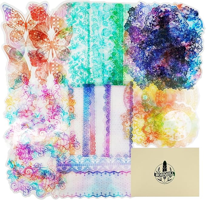 60 PCS Magic Color Boundary Lace Stickers – PET Transparent Dreamy Stickers