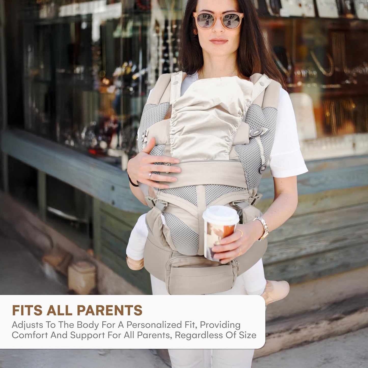 Childlike Behavior Front Hip Seat Baby Carrier, Ergonomic Design with Adjustable Straps and Breathable Fabric - Hip Seat Holder with Storage Pocket - Toddler - Hipseat Baby Carrier - Grey