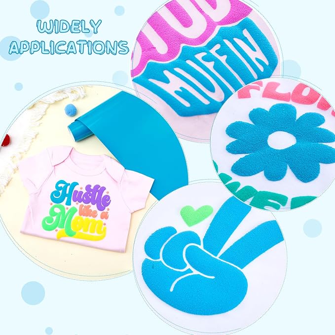 Tintnut Blue Neon Puff Heat Transfer Vinyl Roll, easy cut & weed, stretch