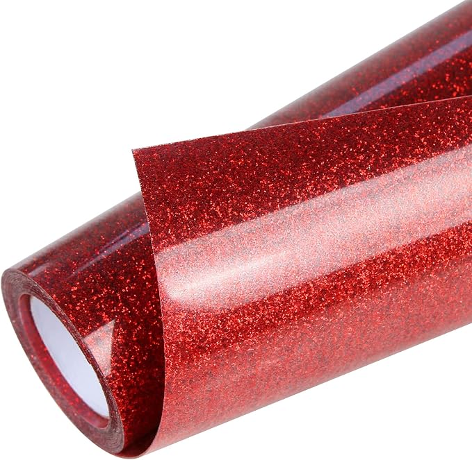 TORC Red Glitter HTV Heat Transfer Vinyl Roll 12 inch x 5 ft Iron on Vinyl