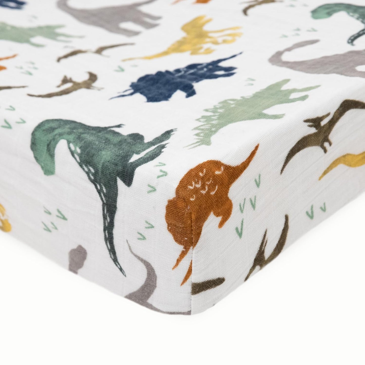 Little Unicorn Premium Changing Pad Cover | Extra Soft & Breathable Muslin Fabric (Dino Friends)