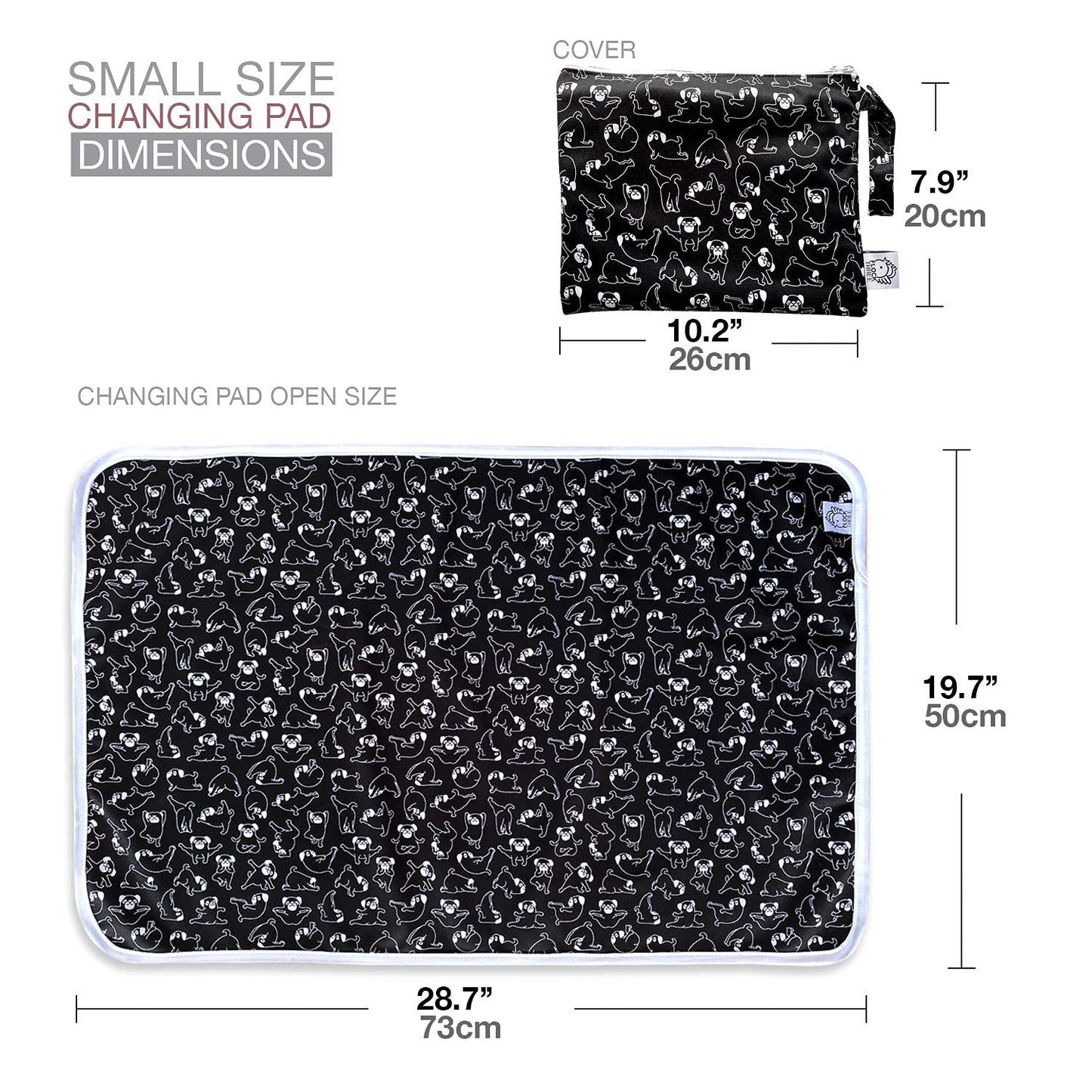 Flockthree Waterproof Baby Diper Changing Pad with Storage Bag (28.7" X 19.7") Washable Wipeable Reusable Leak Proof Diaper Travel Mat Station Changing Mattress Liner Cribs Bed Cover, Dogs