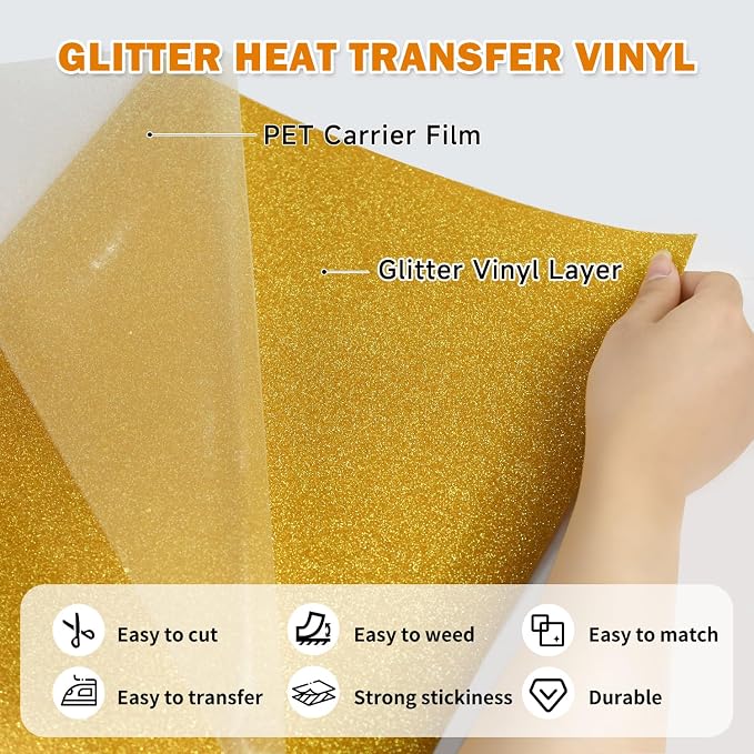 TUMIYA Gold Glitter Heat Transfer Vinyl HTV Roll