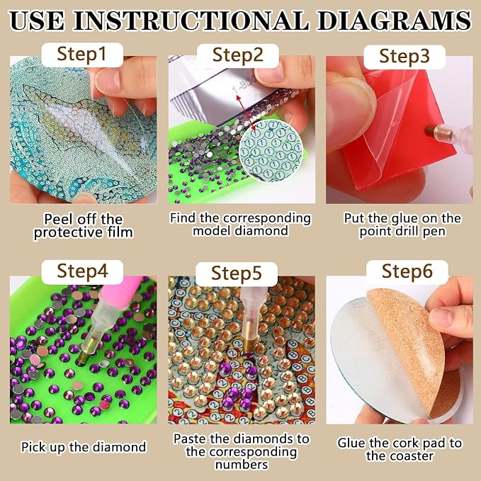 Axquilon 8 Pcs Books Diamond Art Coasters Kit