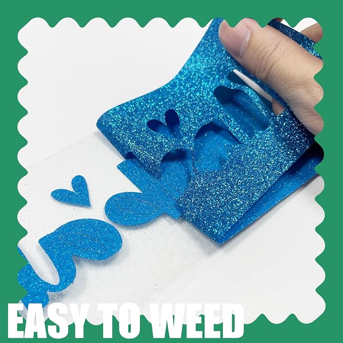 Glitter Iron On 12in X 5ft, HTV Heat Transfer Vinyl | Glitter HTV Easy to Cut &