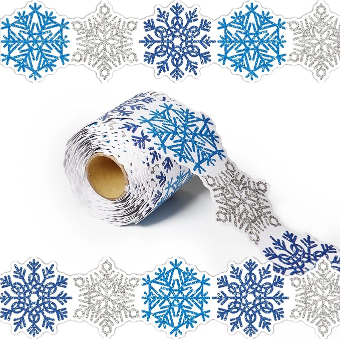 69 Feet Winter Snowflake Bulletin Board Borders, Shine Scalloped Borders