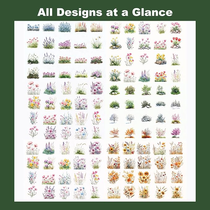 240PCS Floral PET Stickers – Die-Cut Botanical Landscape Stickers