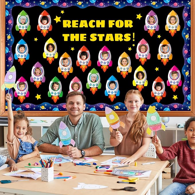 gisgfim 80Pcs Rocket Cutouts Back to School Decorations Bulletin Board Outer