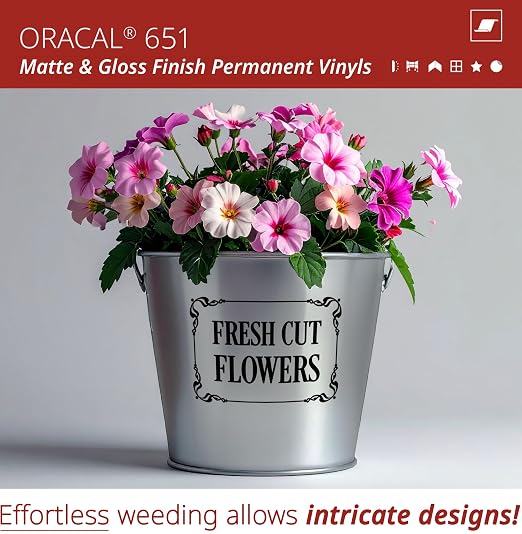 ORACAL 651 Matte Black Vinyl Durable Roll Easy to Weed Permanent Adhesive Craft