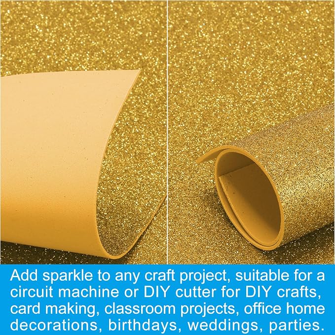 PATIKIL 30Sheets Yellow EVA Glitter Foam Sheet 11.8 x 7.9 Inch 2mm Thick