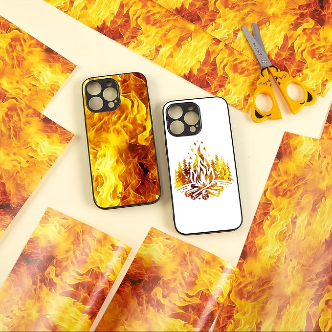 Tintnut Flame Pattern Permanent Vinyl 8 Pcs 12x10in Gold Adhesive Viny |