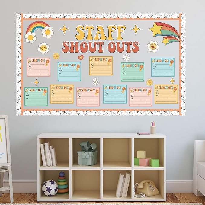 Boho Hippie Staff Shout Outs Bulletin Board Decorations Groovy Retro Staff