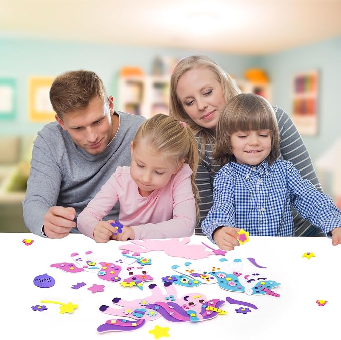 VKPI 4 Pieces EVA Foam Art Crafts Gift Kit, Make Create Your Own Unicorns