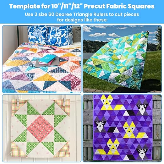 3 Pcs 60 Degree Triangle Ruler for Quilting, 10 Inch Acrylic Template Ruler