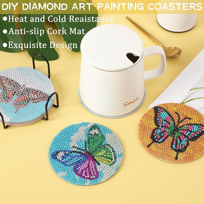 UPINS 8Pcs Diamond Art Painting Coasters