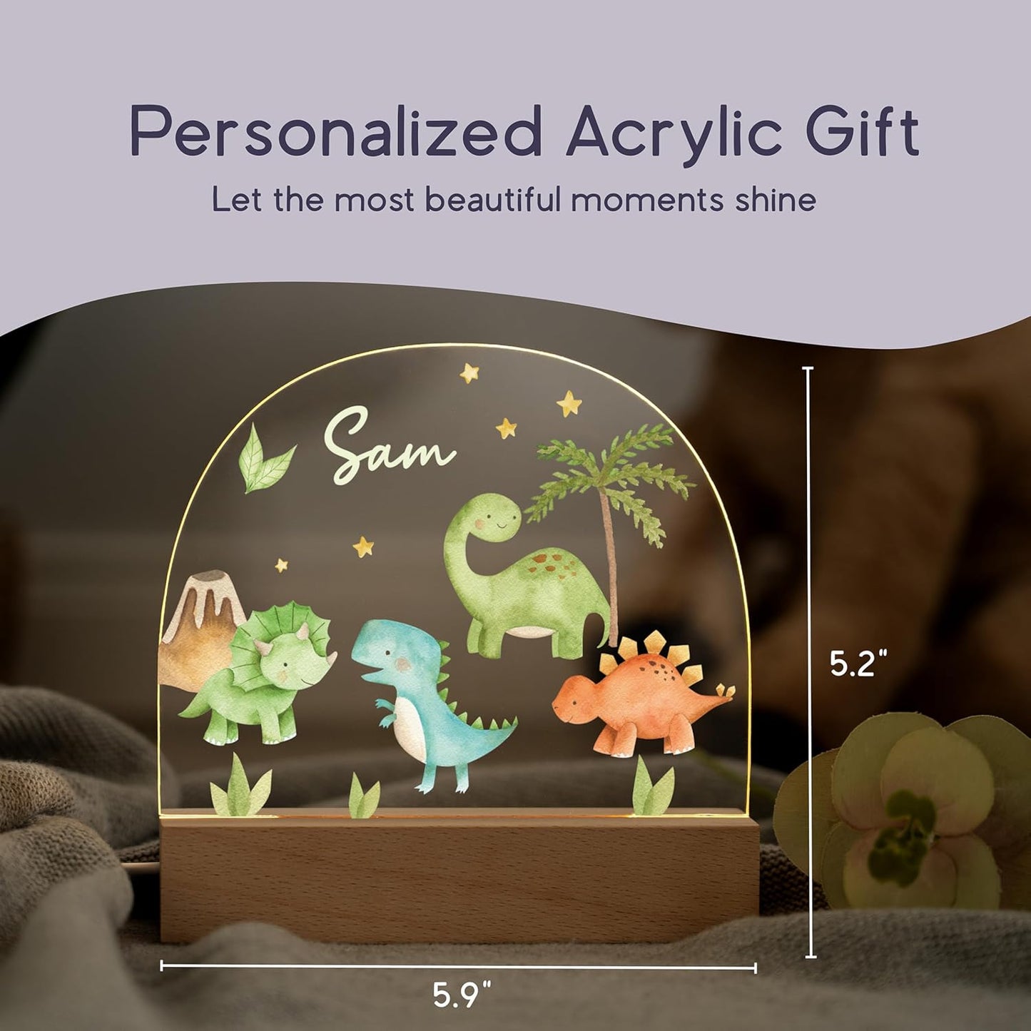 Dino Night Light/Light Up Dinosaur Night Light/Color Changing Dino Lamp/Cute LED Dinosaur Lamp for Boys/Safe, Non-Toxic Design Perfect for Nursery