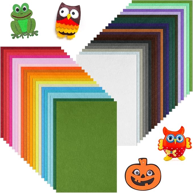 Ainiv 40pcs 8×12 inches Coloured Felt Fabric Sheets, Fabrics DIY Craftwork
